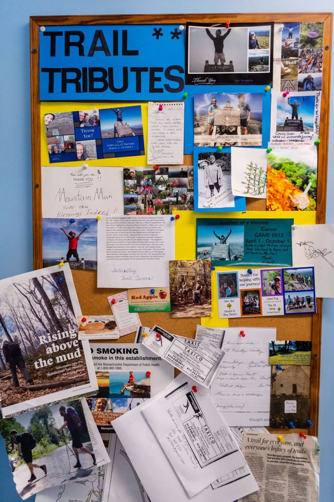 Tack board with flyers						
